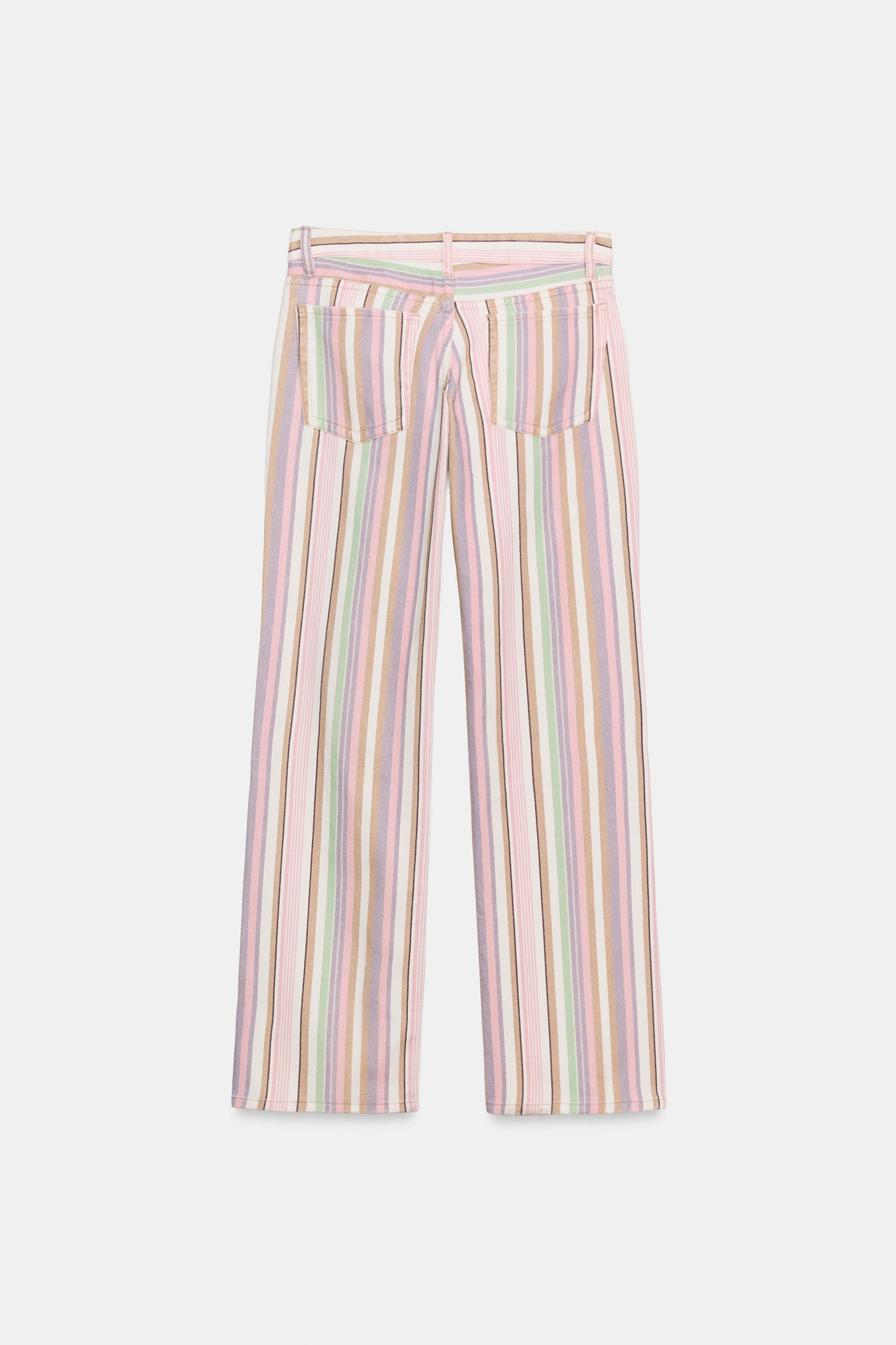 JEAN TRF WIDE LEG TAILLE BASSE À RAYURES
